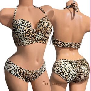 Victorias Secret Swim Zuma Sweetheart Demi Bikini top and Bottoms Set Leopard